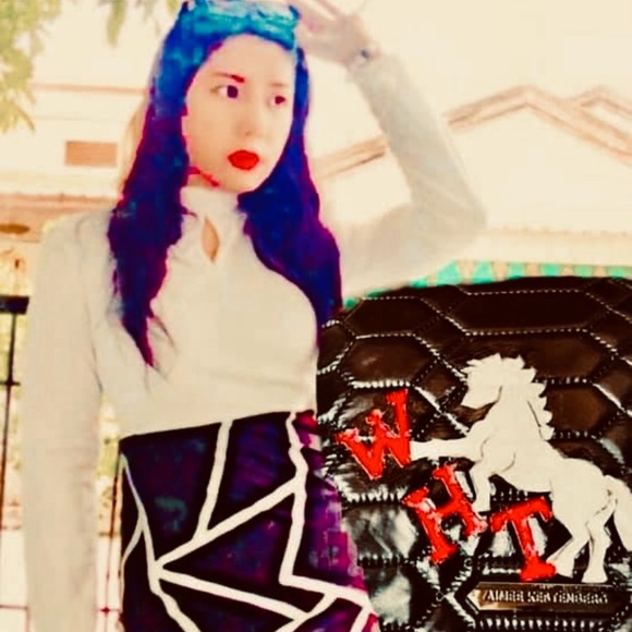 (0339) WHT Horse Art & Elegant Black Sleeveless Dress. 2026 Fire Horse Year. - Picture 6 of 8